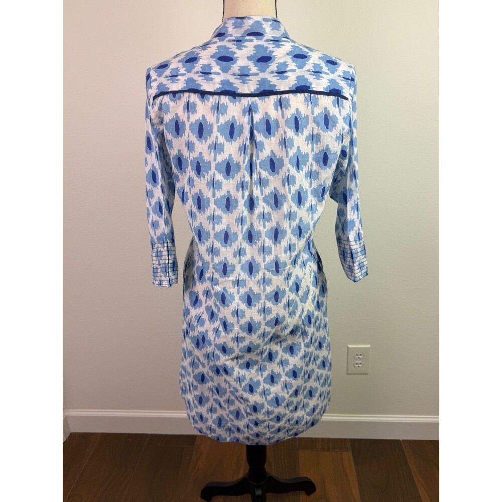 Dolma Women's Cotton Amelia Tunic Dress Blue Geometric Print Lightweight Small - Picture 4 of 11